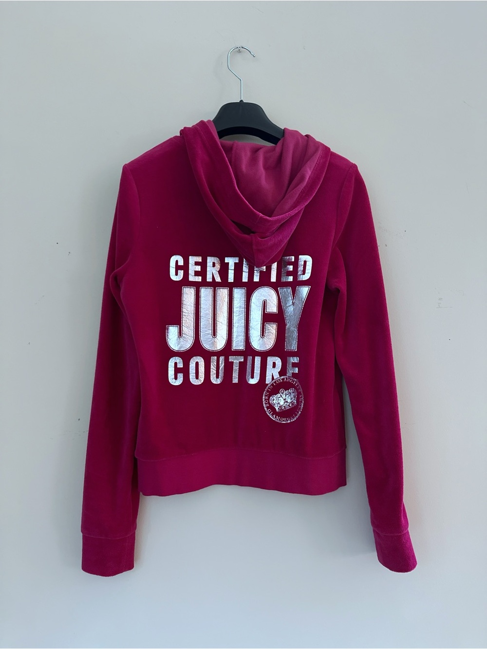 Juicy Couture Pink Velvet Zip Hoodie with Silver Logo Brand new Size M